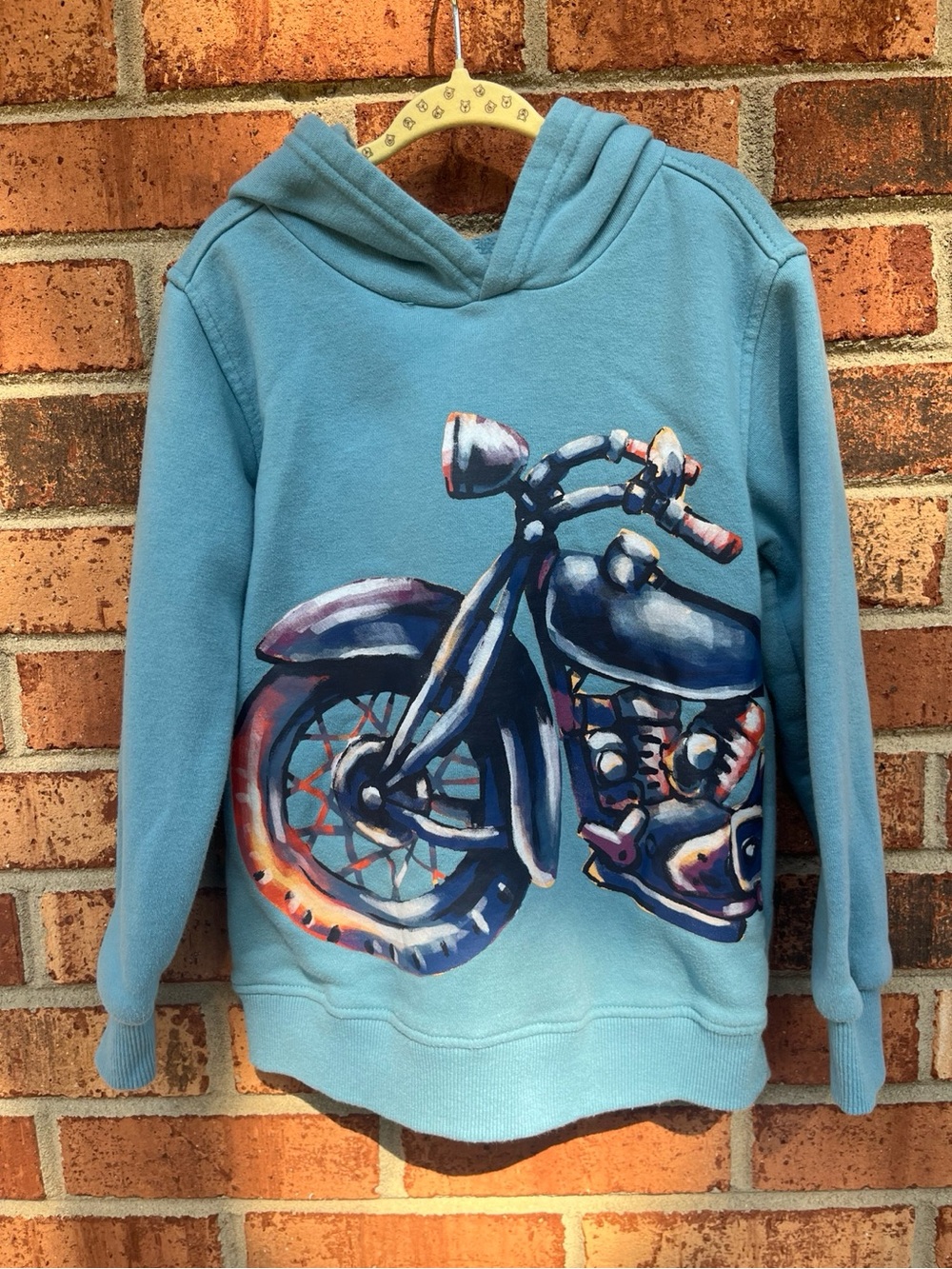 Kids Headquarters Light Blue Hoodie with Motorcycle Print